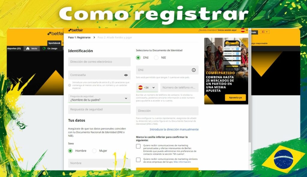 Como registrar o site da Betfair no Brasil